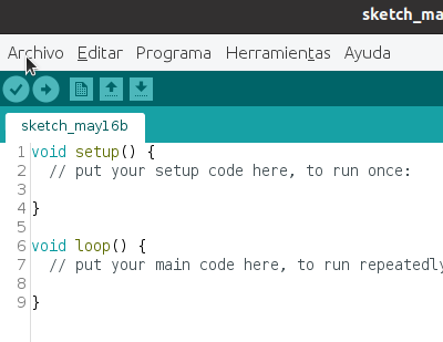 New sketch in Arduino IDE