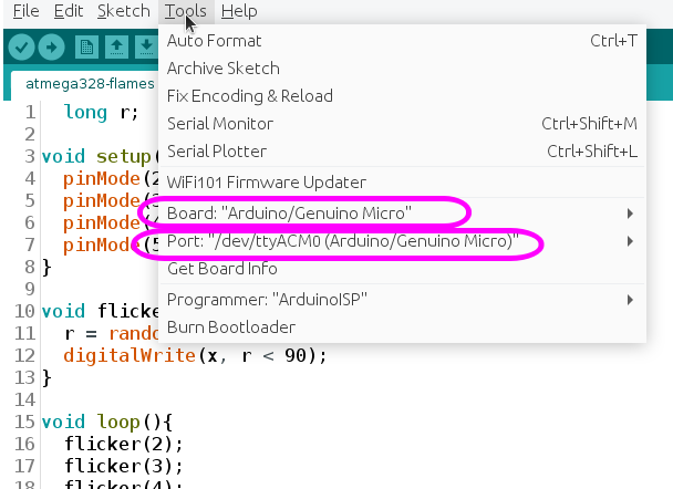 Checking the Arduino board and port