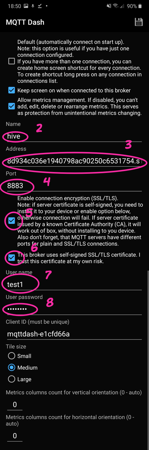 MQTT client set-up